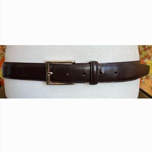Brooks Brothers Brown Dress Belt with Gold Buckle - Size 42